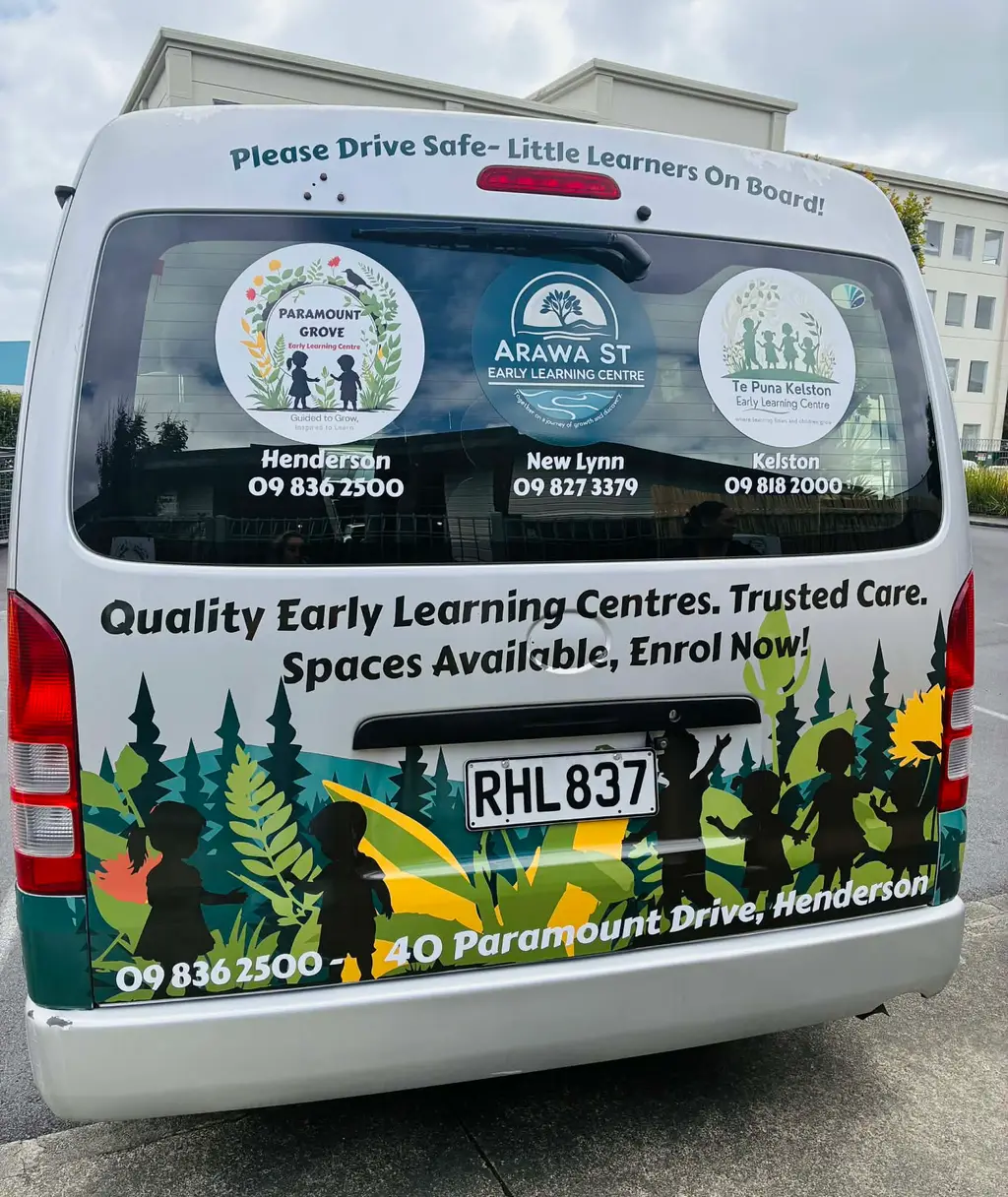 Rear view of the Paramount Grove centre van